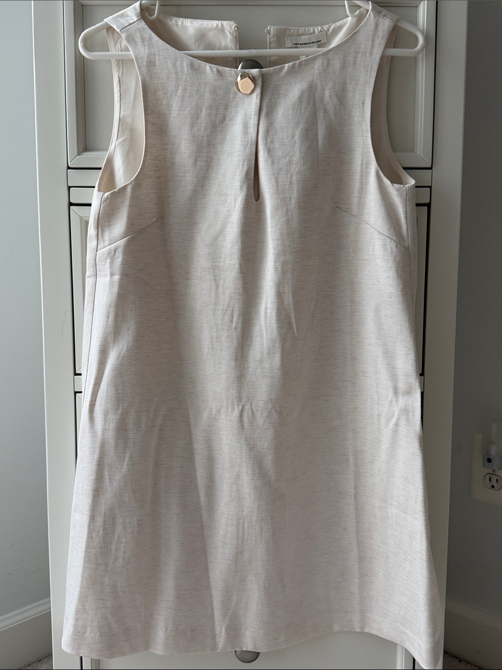 H&M Cream Sleeveless Mini Dress with Button Detail